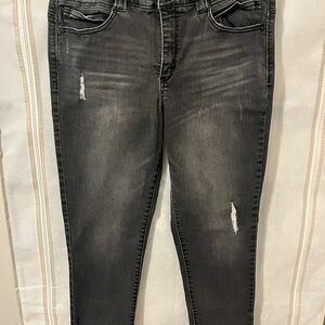 Democracy Women's Charcoal Distressed Skinny Jeans